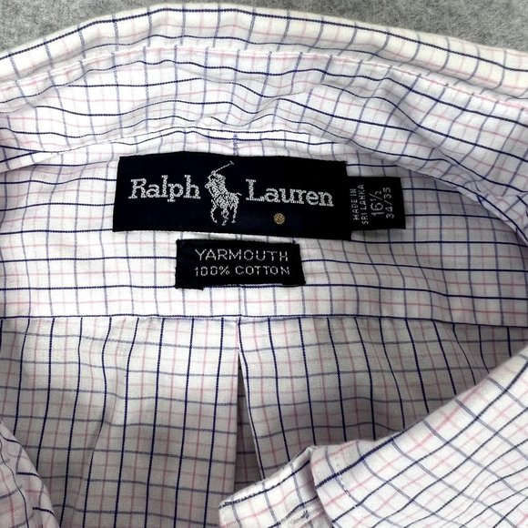 Ralph Lauren Mens Button‎ Up Shirt Size 16.5 34/35 Yarmouth Plaid Long Sleeve - Picture 6 of 11